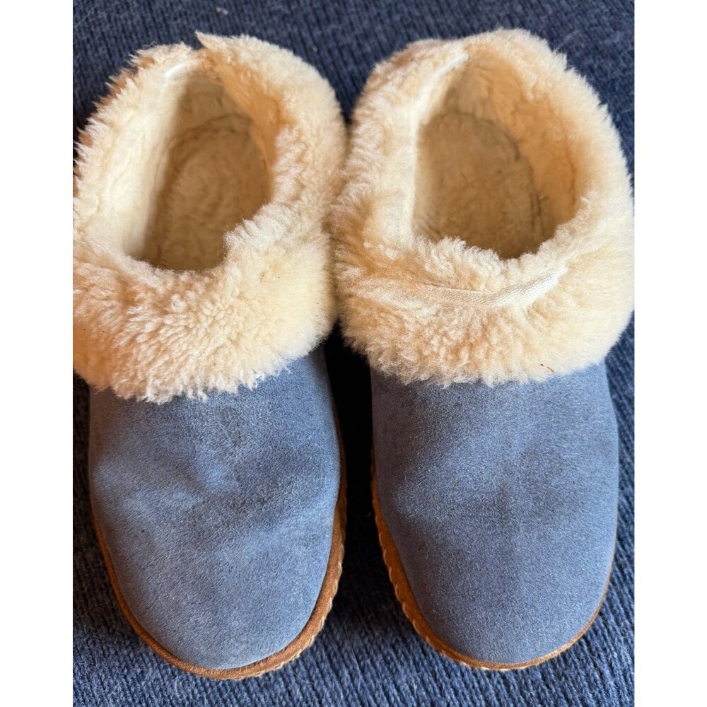 L.L. Bean Wicked Good Squam Lake Slippers Blue Size 8 M Shearling